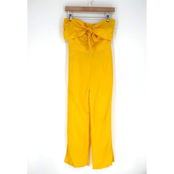 Derek Lam Yellow Strapless Sleeveless Smocked Back Jumpsuit with Front Bow – 8 - Picture 2 of 9